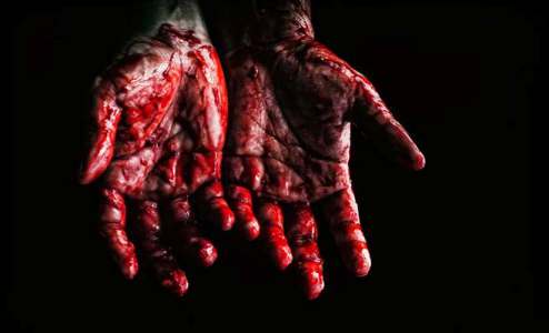 Blood on a person's hands