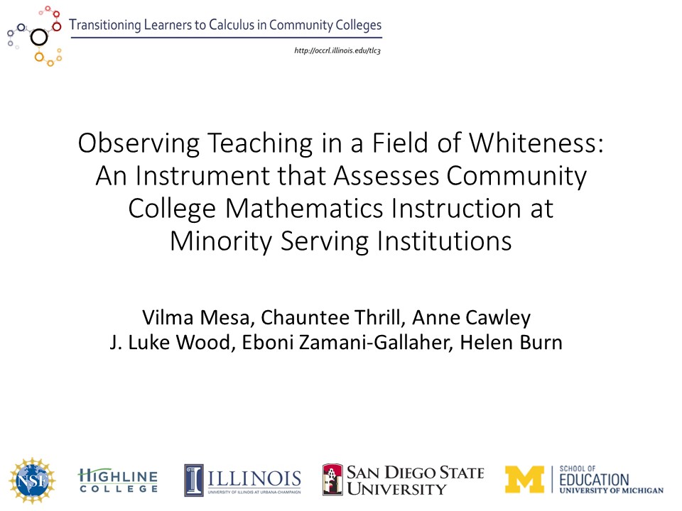 Observing Teaching in a Field of Whiteness: An Instrument that Assesses Community College Mathematics Instruction at Minority Serving Institutions
