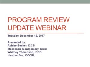 December 12 2017 Program Review webinar title slide
